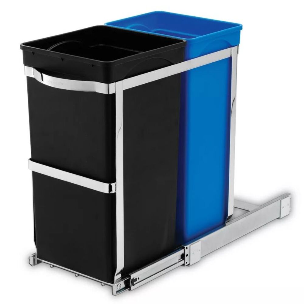 simplehuman -  Kitchen Trash Can Garbage Bin Pull-Out Black/Blue